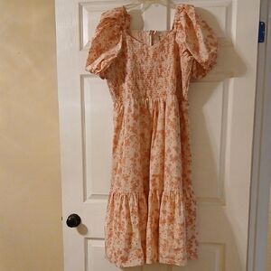 Rachel Parcell Pink Floral Smocked Midi Dress XL